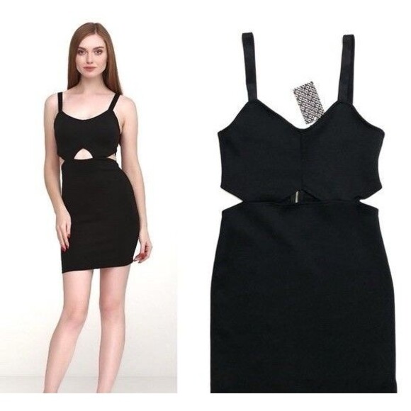 Divided H&M Size Small Cutout Black Mini Dress Size Small Sleeveless - Picture 1 of 8